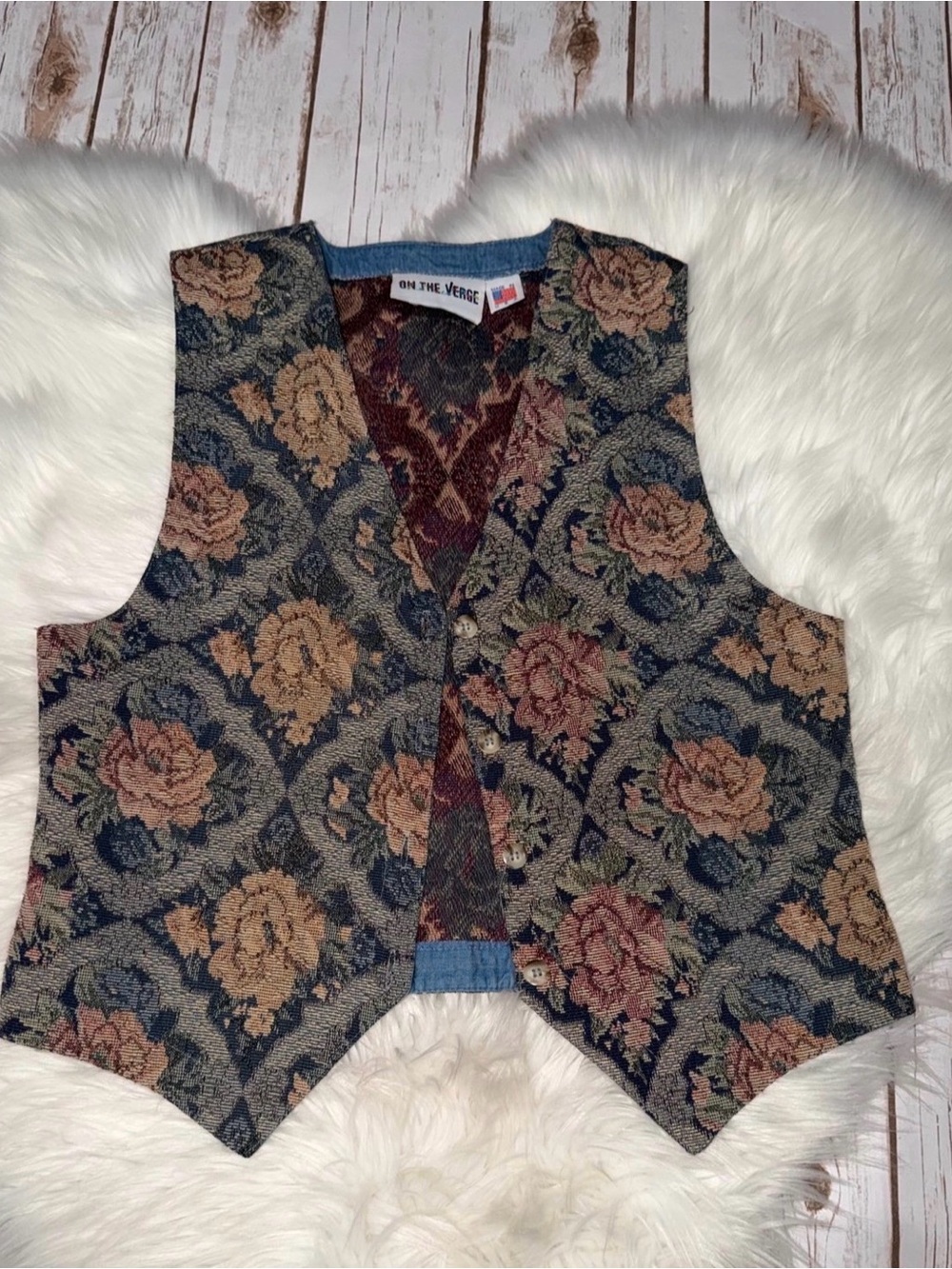 On The Verge Floral Tapestry Vest in Multicolor